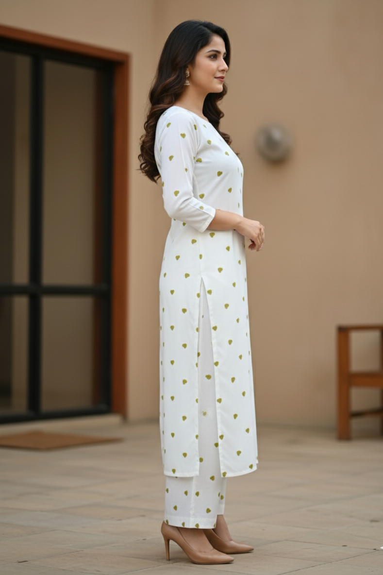 White Cotton Kurta and Palazzo Set