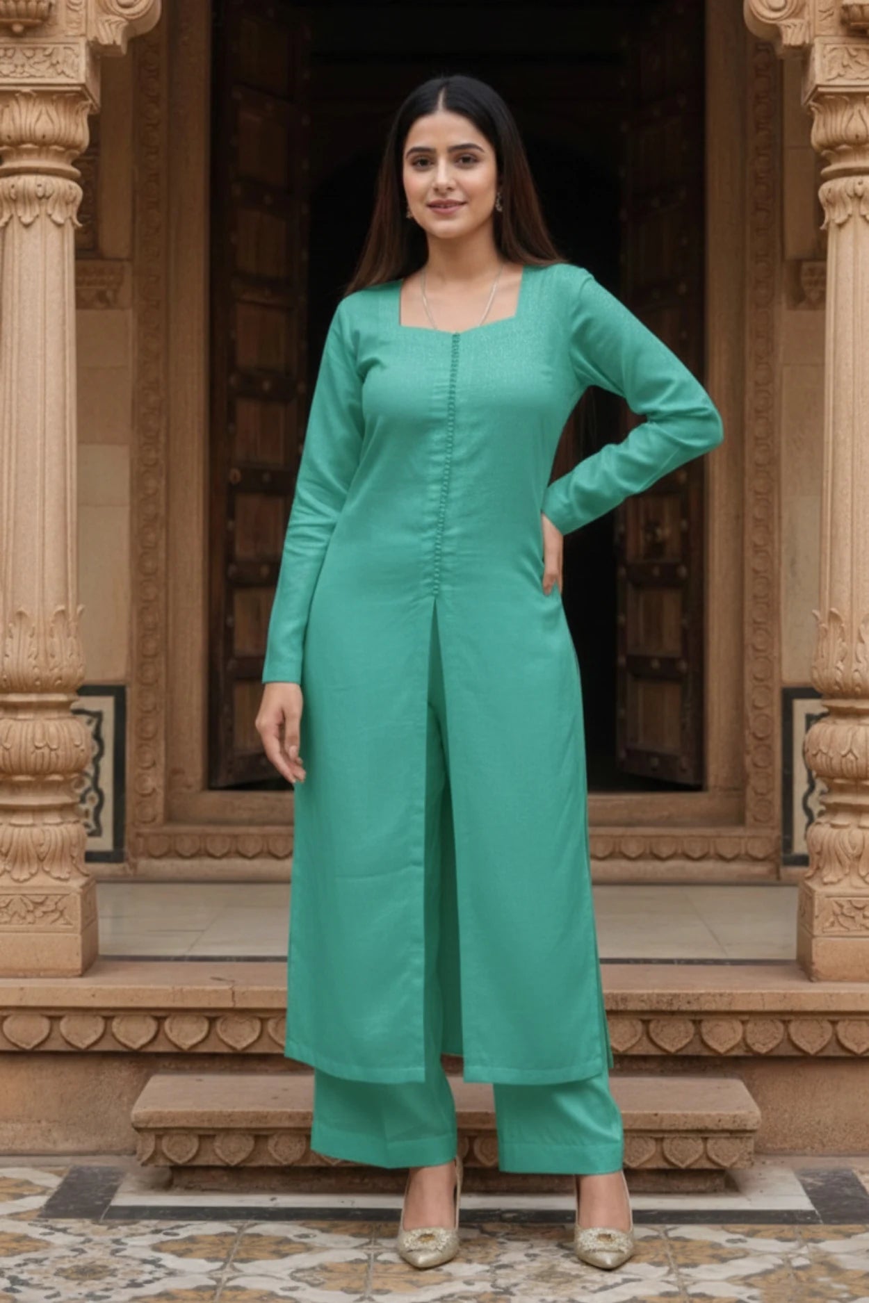 Silk Blend Kurta Palazzo