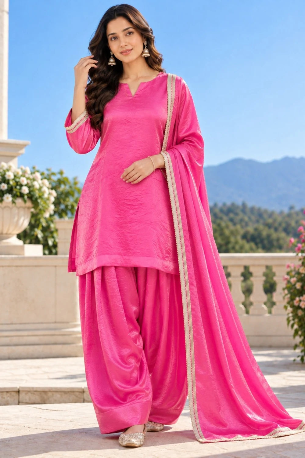 Fendy Silk Kurta Palazzo Set with Dupatta