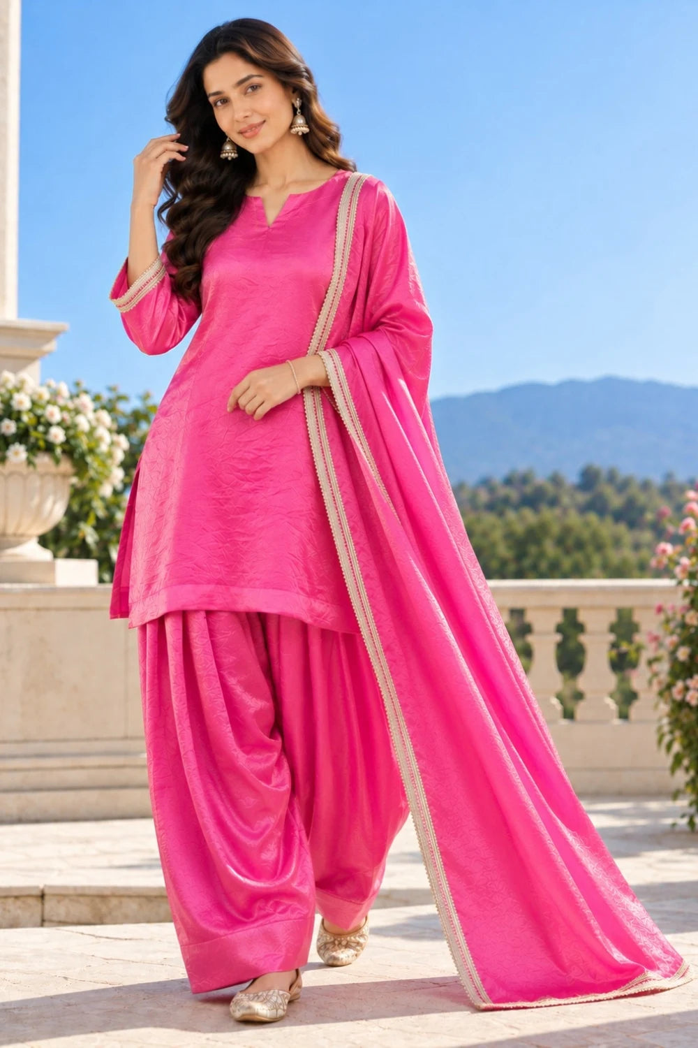 Fendy Silk Kurta Palazzo Set with Dupatta