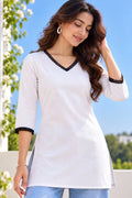 White Short V-Neck Kurti