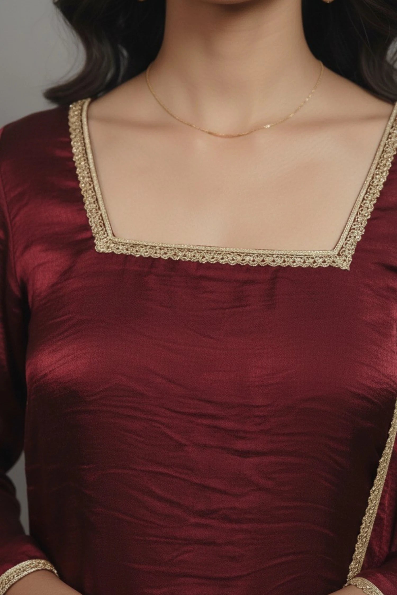Women's Maroon Sandy Silk Sharara Set