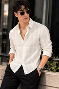 Men's White Cotton Check Shirt