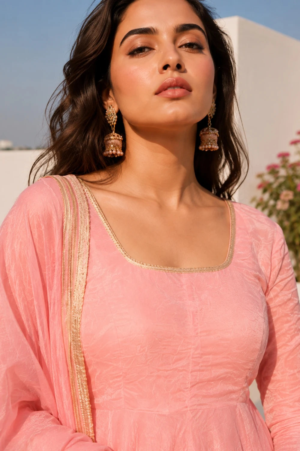 Anarkali Suit Set with Palazzo & Dupatta