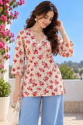 Floral Printed Cotton Short Kurti for Women