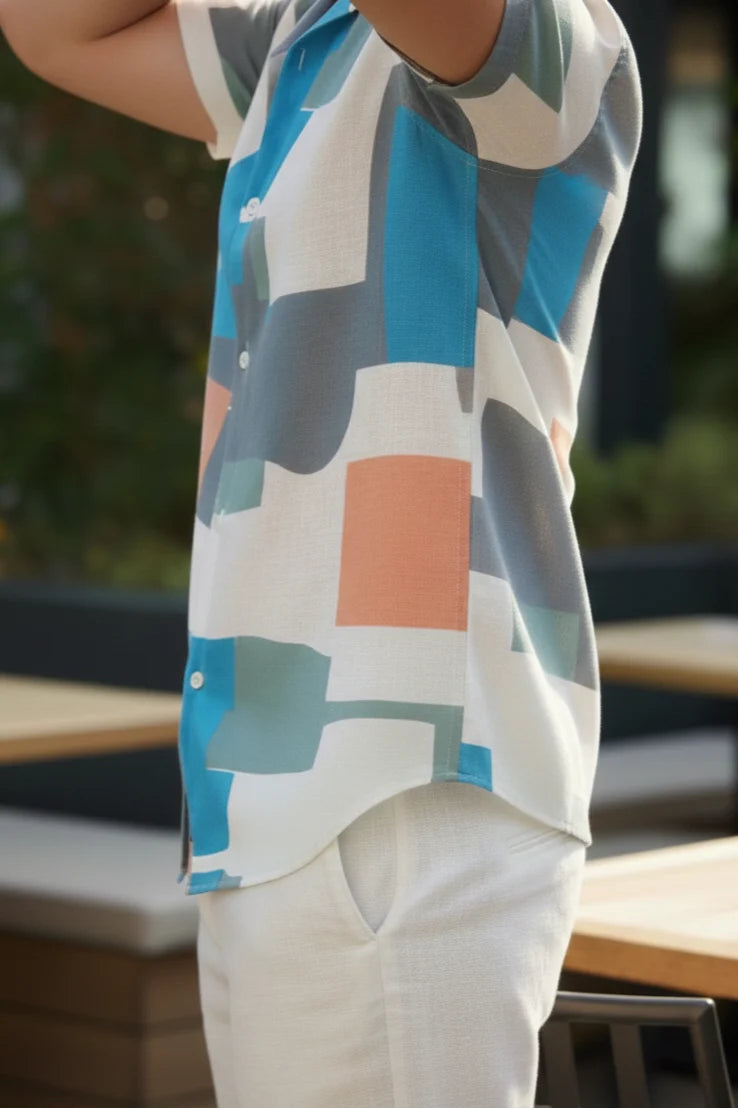 Refresh your wardrobe with this printed cotton shirt for men. A standout choice in shirts for men who appreciate unique, artistic patterns.