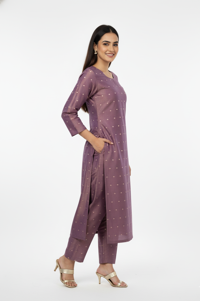 Banarasi silk kurta palazzo suit for women with full sleeves and elegant design. Perfect silk kurti for women, long sleeve kurta, and stylish festive wear outfit.