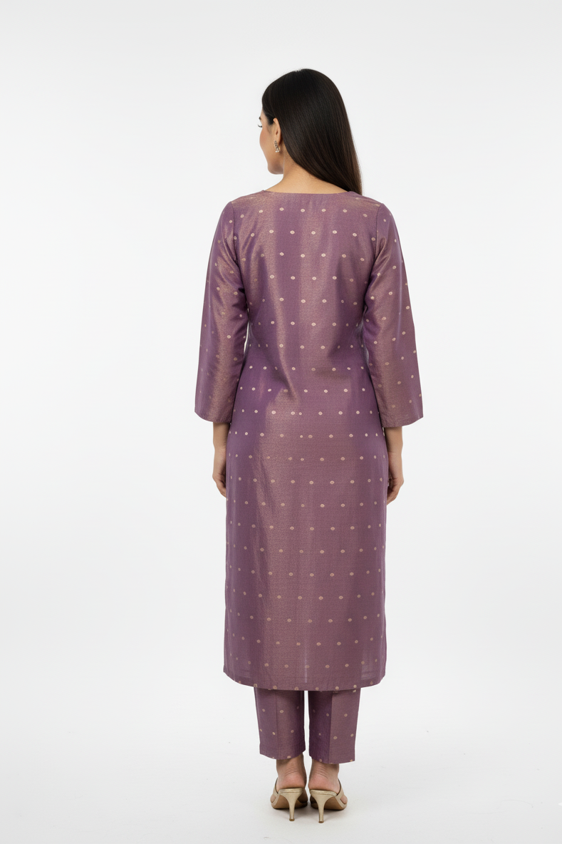 Banarasi silk kurta palazzo suit back view