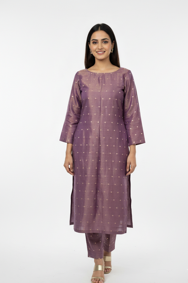 Banarasi silk kurta palazzo suit front view