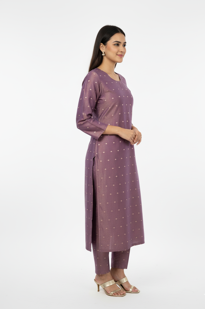 Banarasi silk kurta palazzo suit side view