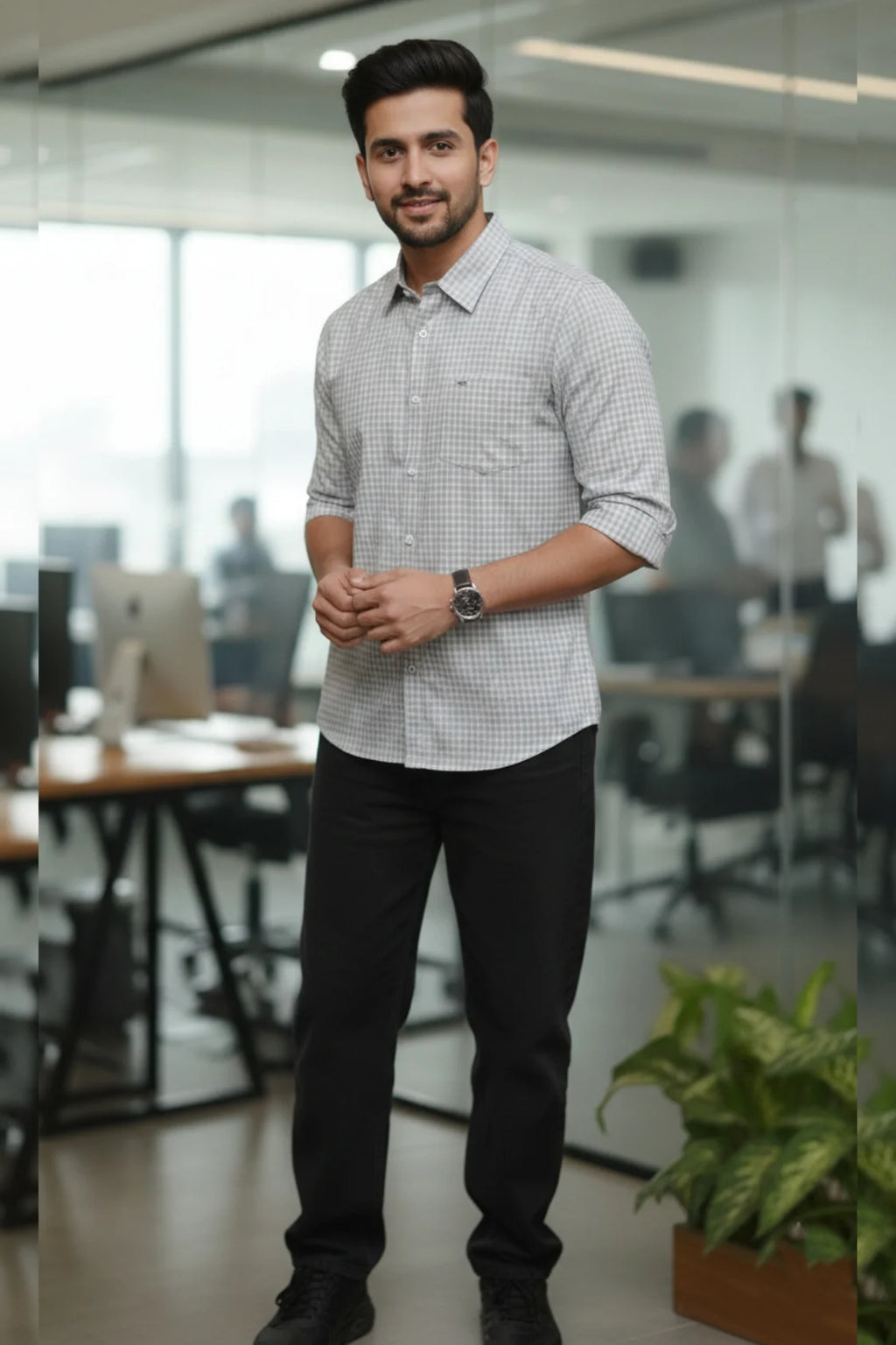A relaxed check shirt for men for your weekend plans. This cotton shirt for men is a breathable and stylish shirt for men.