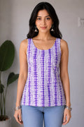 Purple Sleeveless Cotton Short Kurti