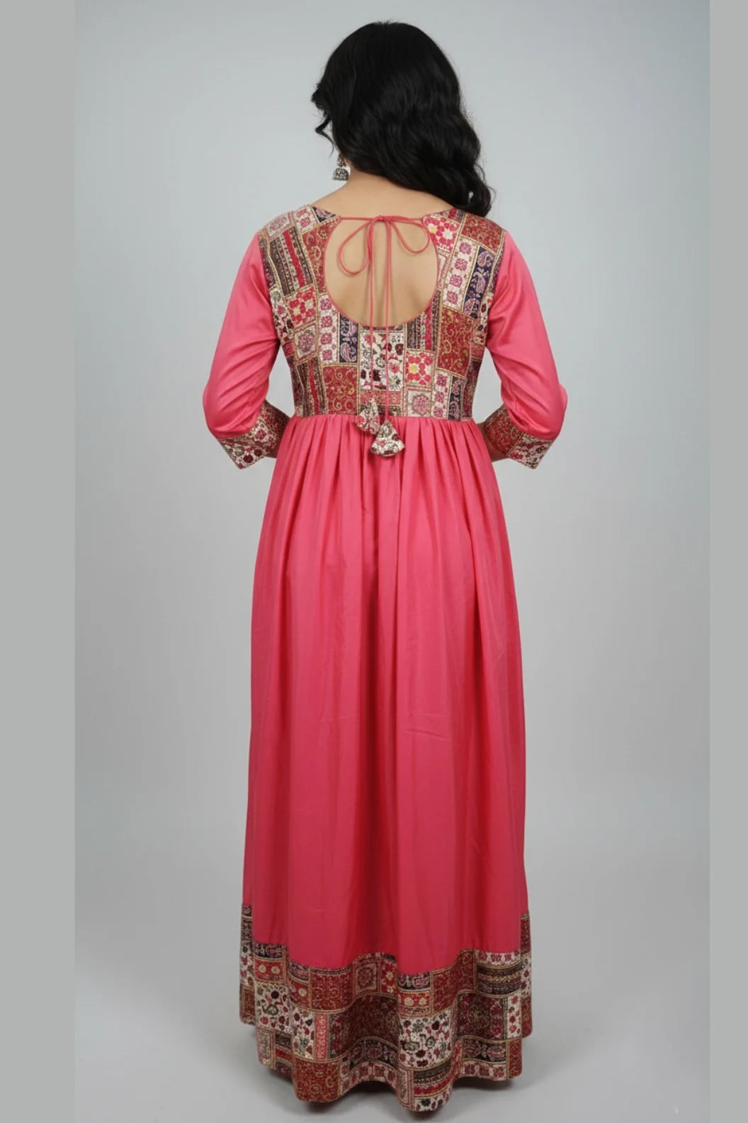 Cotton Anarkali gown for women with dupatta and full sleeves. Elegant designer gown, perfect for festive wear, parties, and traditional occasions.