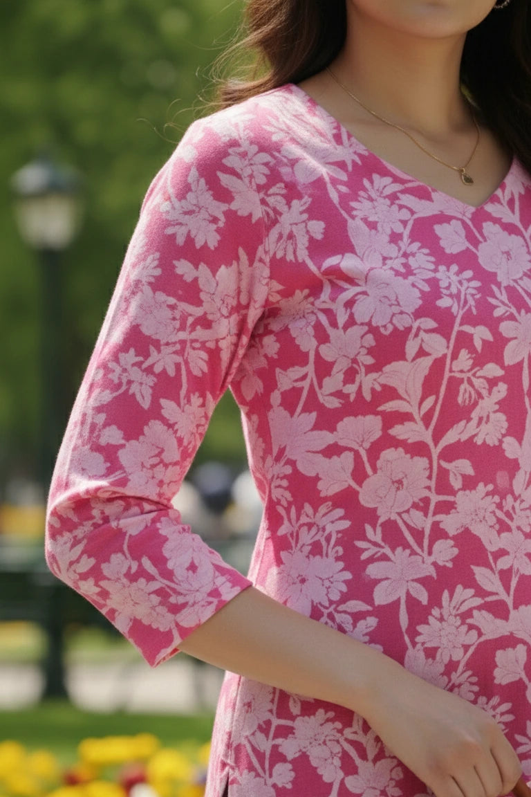Cotton short kurti for women, beautiful pink cotton kurti, short kurti with back dori, perfect short kurti for jeans