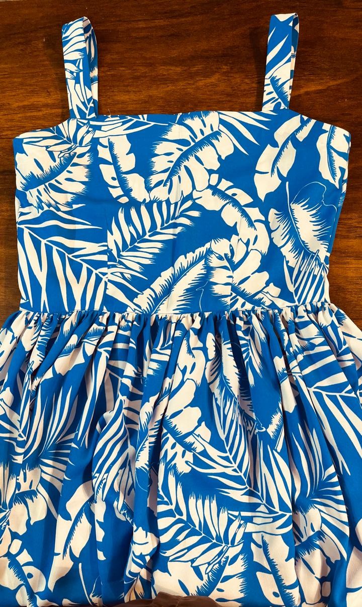 Blue floral print fit & flare dress