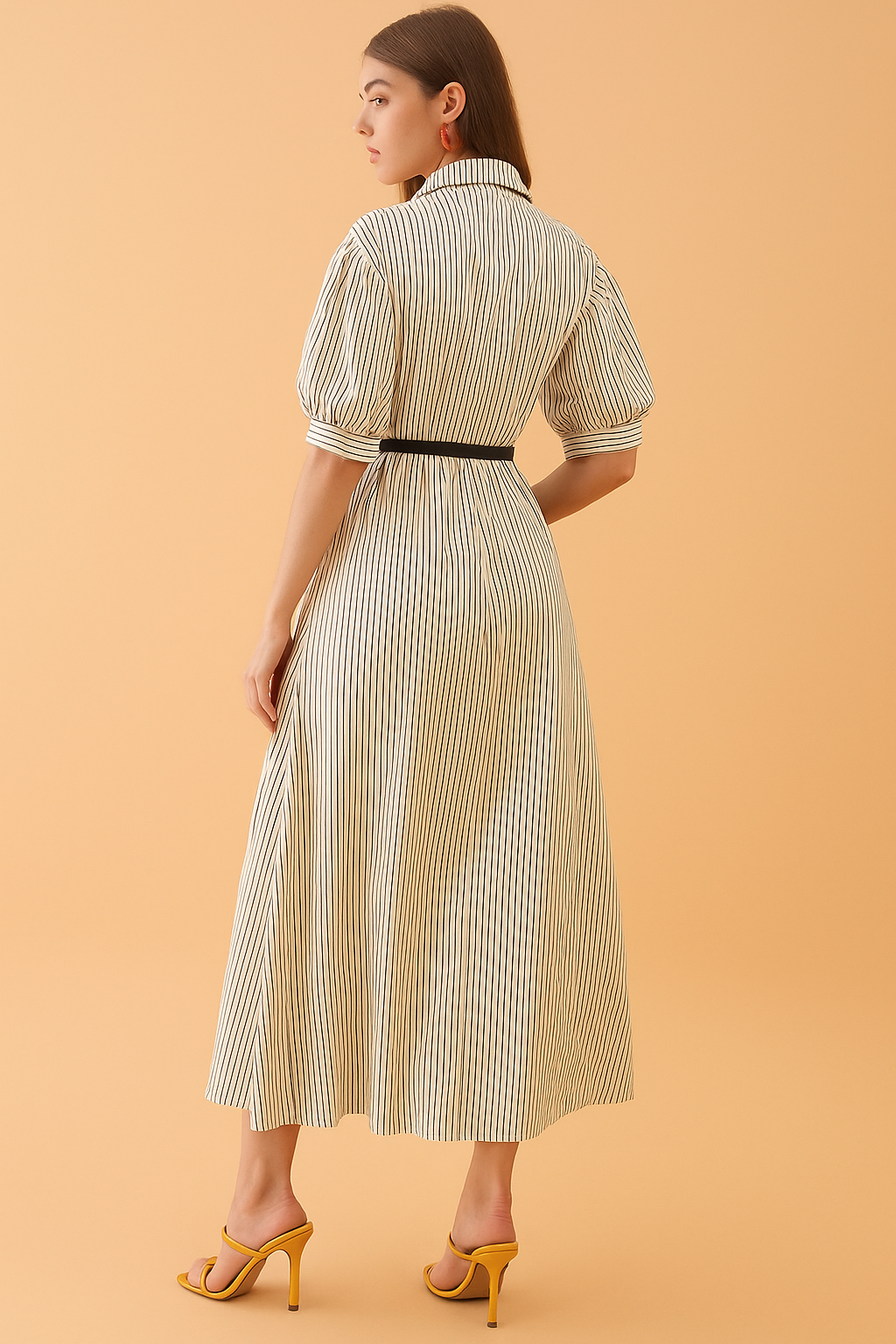 Striped Shirt Dress with Belt