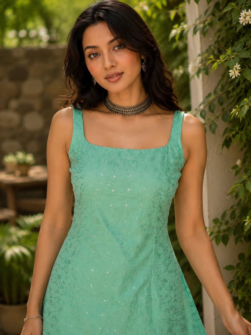 Light Green Sleeveless Kurti