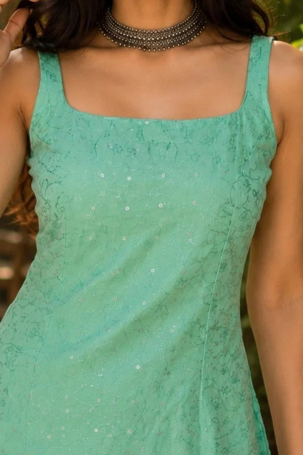 Light Green Sleeveless Kurti