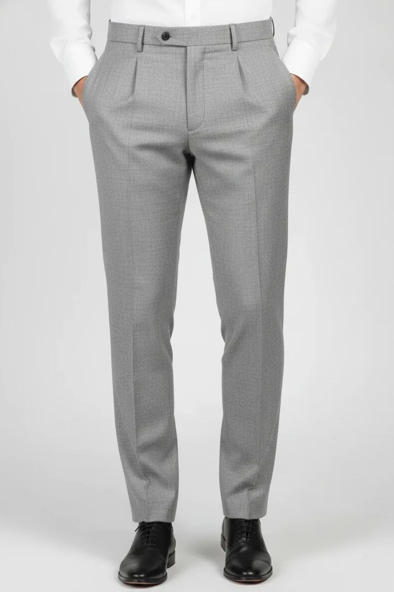 Men’s Light Gray Cotton Formal Trousers | Regular Fit Office Wear