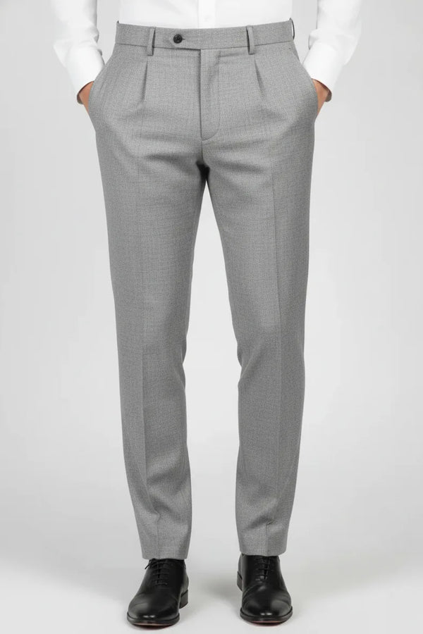 Men’s Light Gray Cotton Formal Trousers | Regular Fit Office Wear