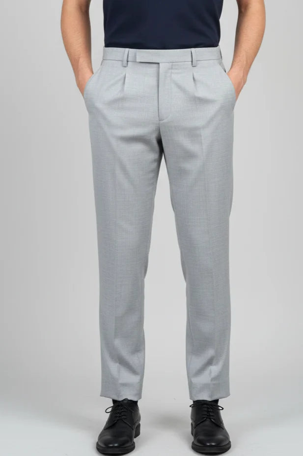 Men’s Light Gray Cotton Formal Trousers | Regular Fit Office Wear