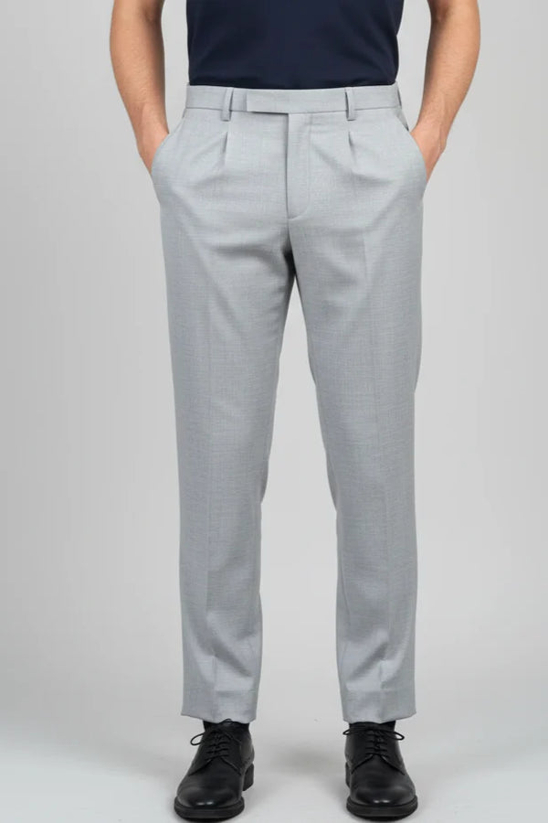 Men’s Light Gray Cotton Formal Trousers | Regular Fit Office Wear