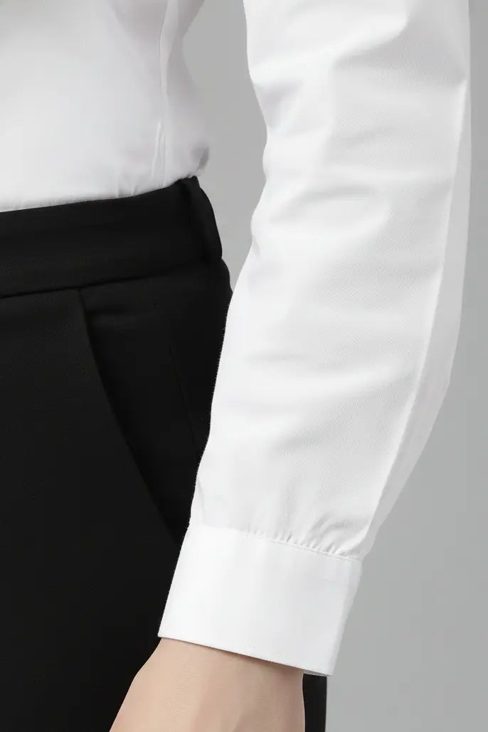 Women’s White Cotton Solid Slim Fit Shirt with Concealed Placket