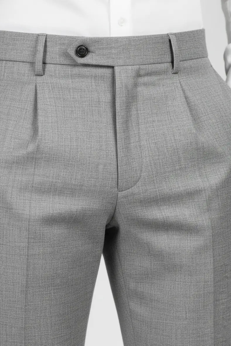 Men’s Light Gray Cotton Formal Trousers | Regular Fit Office Wear