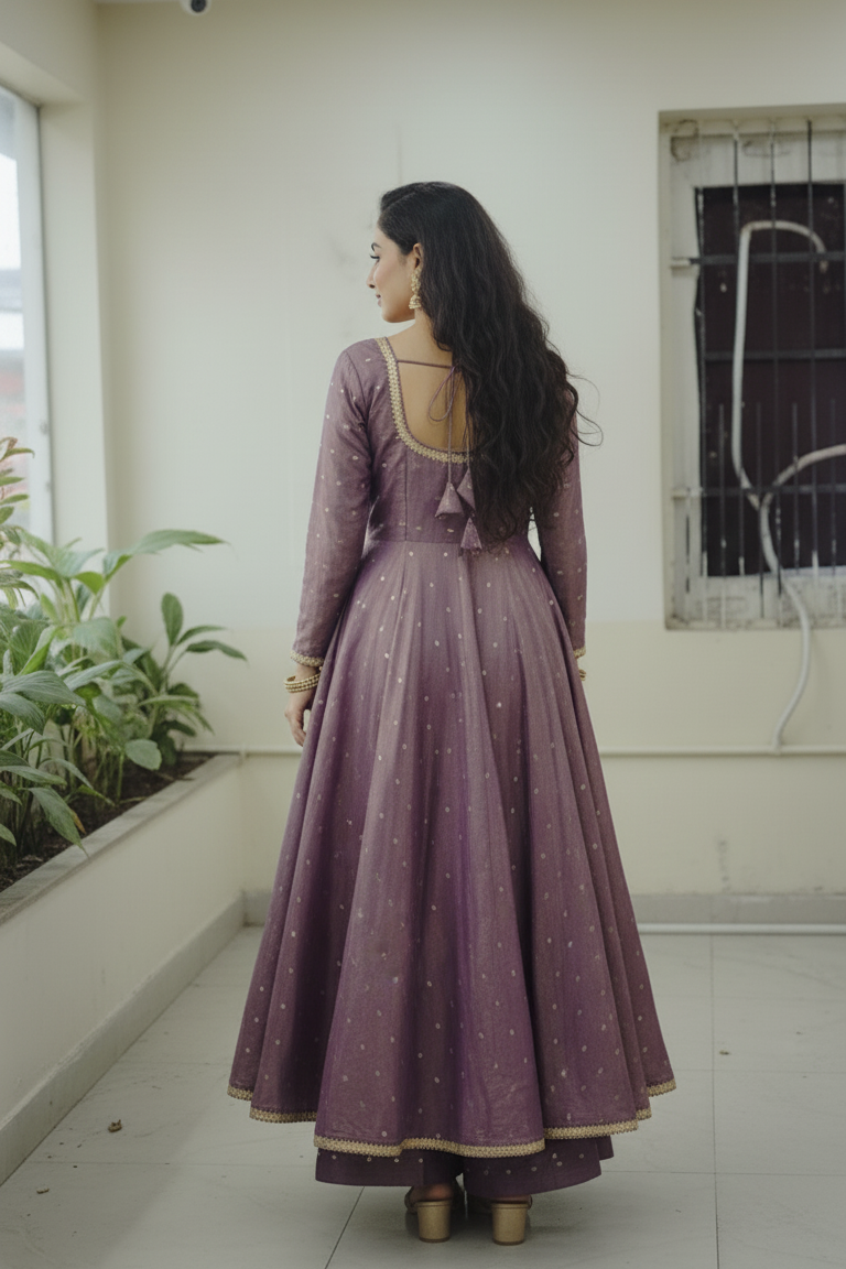 Silk Blend Long Frock Palazzo Set for Women