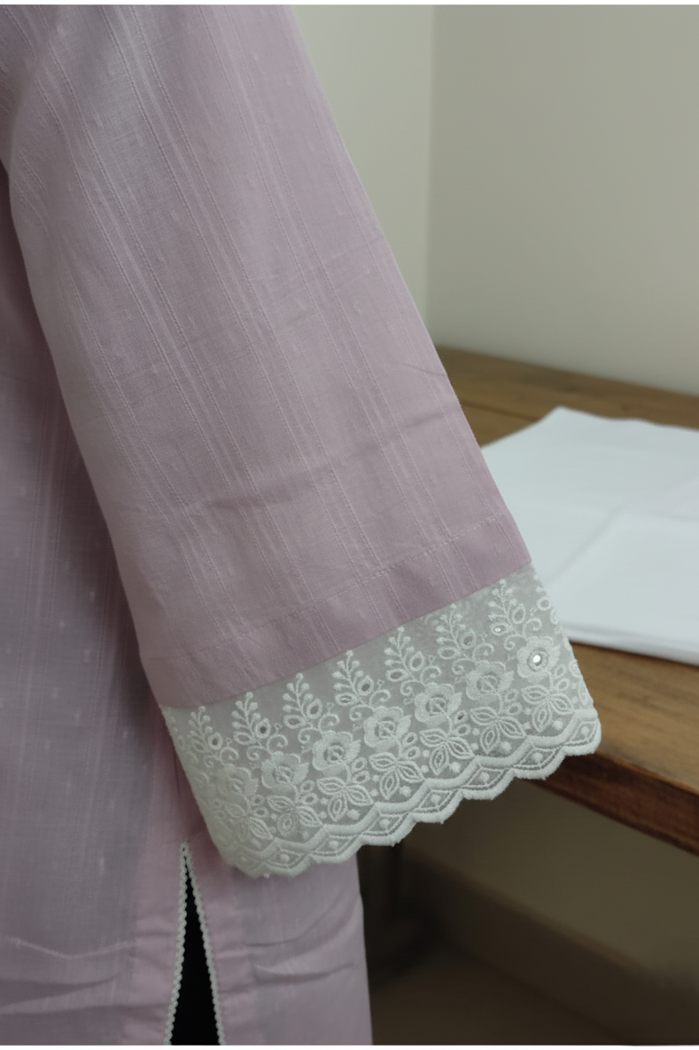 Purple Kurti with White Palazzo Set