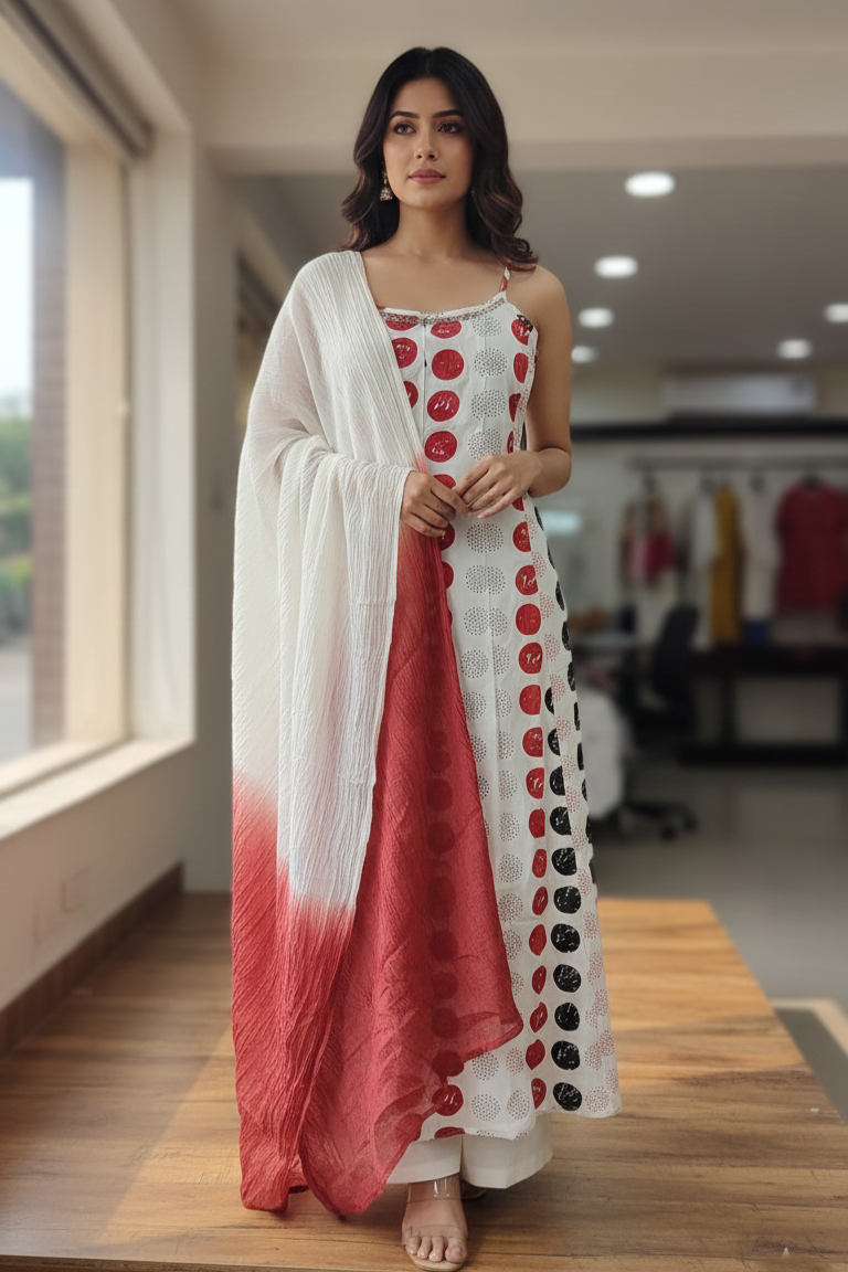 Sleeveless Cotton Frock Set