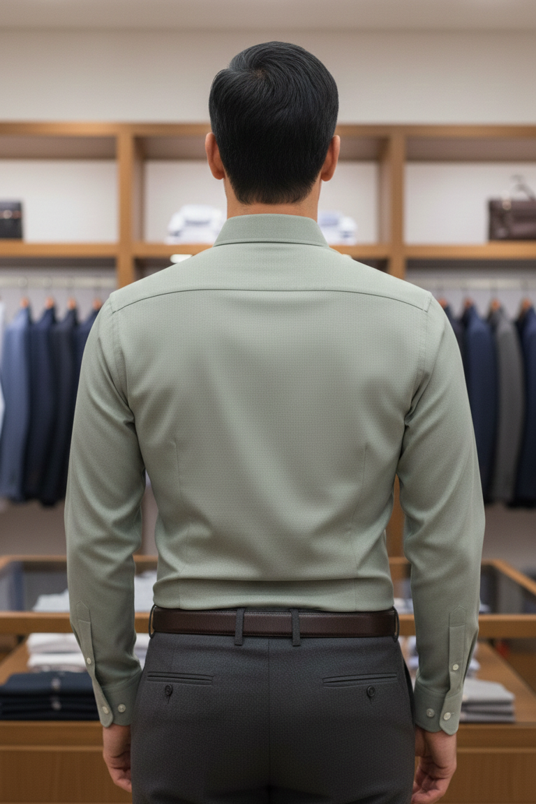 Light Green Cotton Formal Shirt for Men