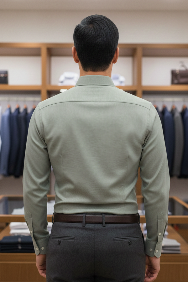 Light Green Cotton Formal Shirt for Men