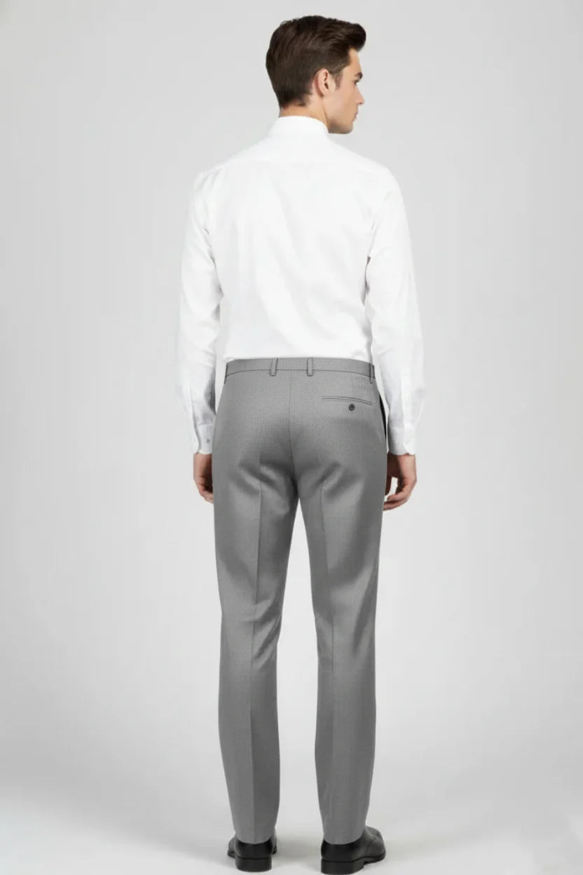 Men’s Light Gray Cotton Formal Trousers | Regular Fit Office Wear