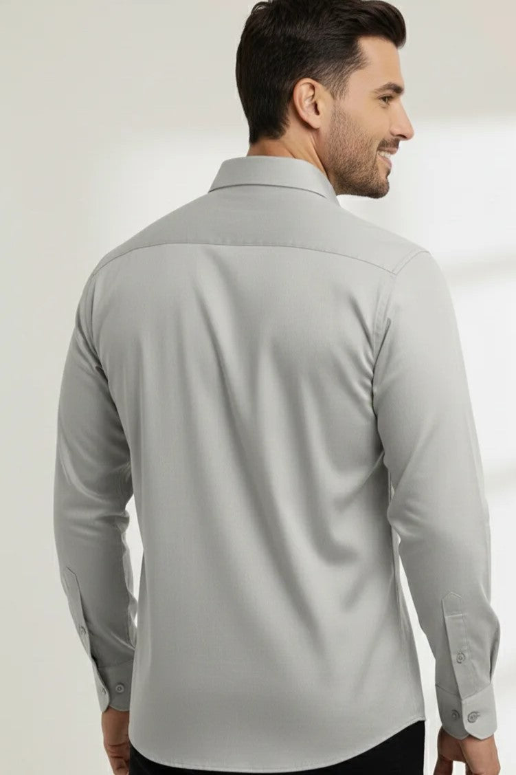 Men’s Light Grey Formal Cotton Shirt