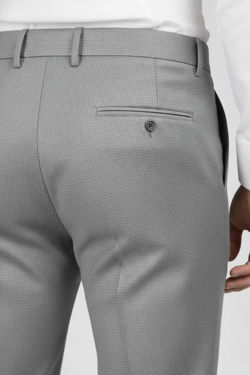 Men’s Light Gray Cotton Formal Trousers | Regular Fit Office Wear