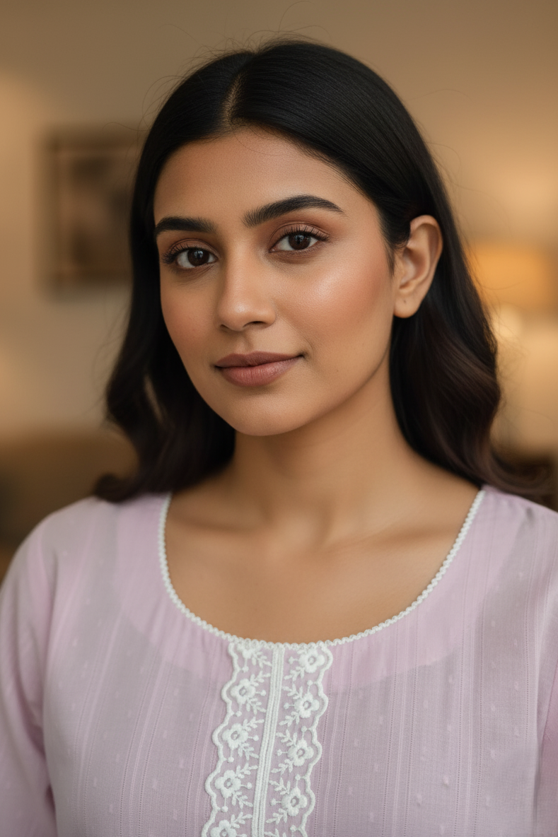 Purple Kurti with White Palazzo Set