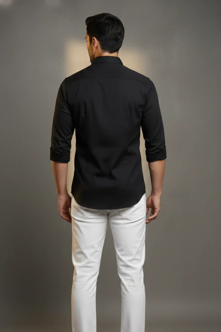 Men’s black Japanese fabric shirt, premium party wear and casual wear shirt, trendy black shirt for men
