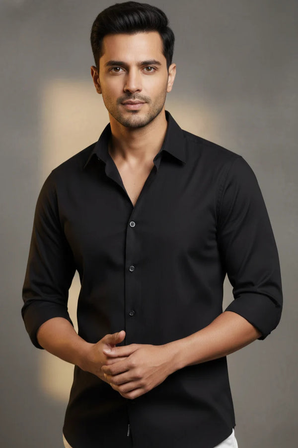 Men’s black Japanese fabric shirt, premium party wear and casual wear shirt, trendy black shirt for men