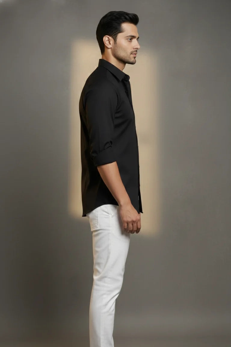 Men’s black Japanese fabric shirt, premium party wear and casual wear shirt, trendy black shirt for men