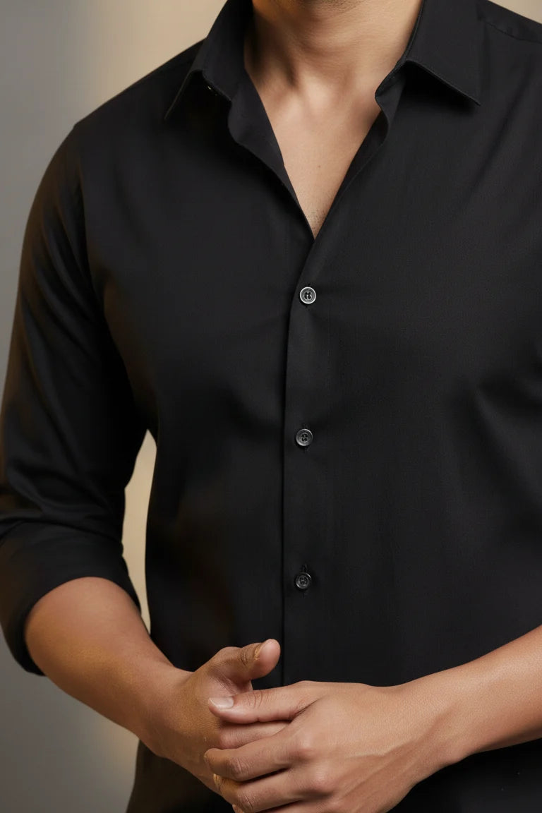 Men’s black Japanese fabric shirt, premium party wear and casual wear shirt, trendy black shirt for men