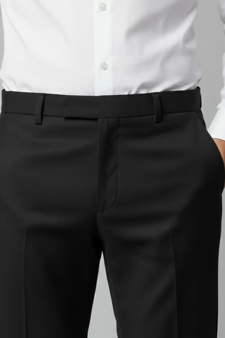 Men black formal trouser, cotton formal pant for men, classic office wear black pant