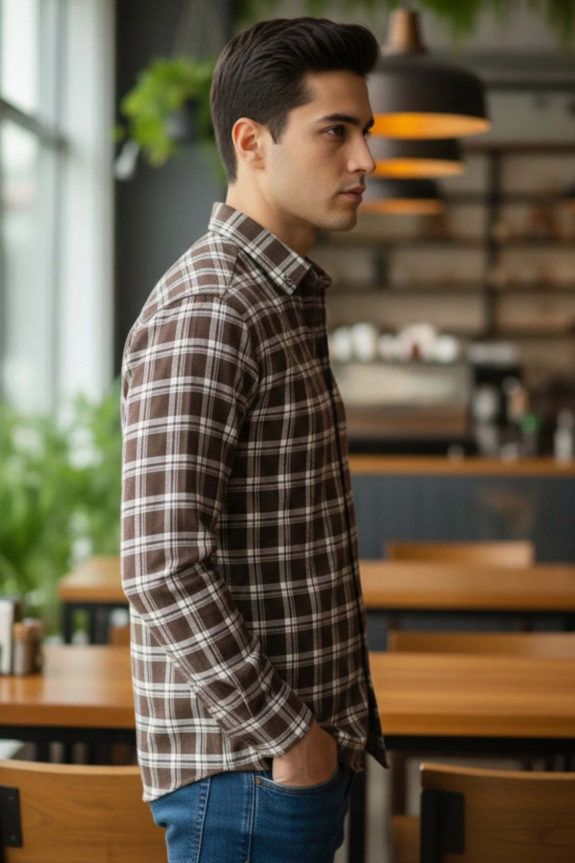 Men check shirt, long sleeve casual fit shirt, stylish casual wear check shirt for men