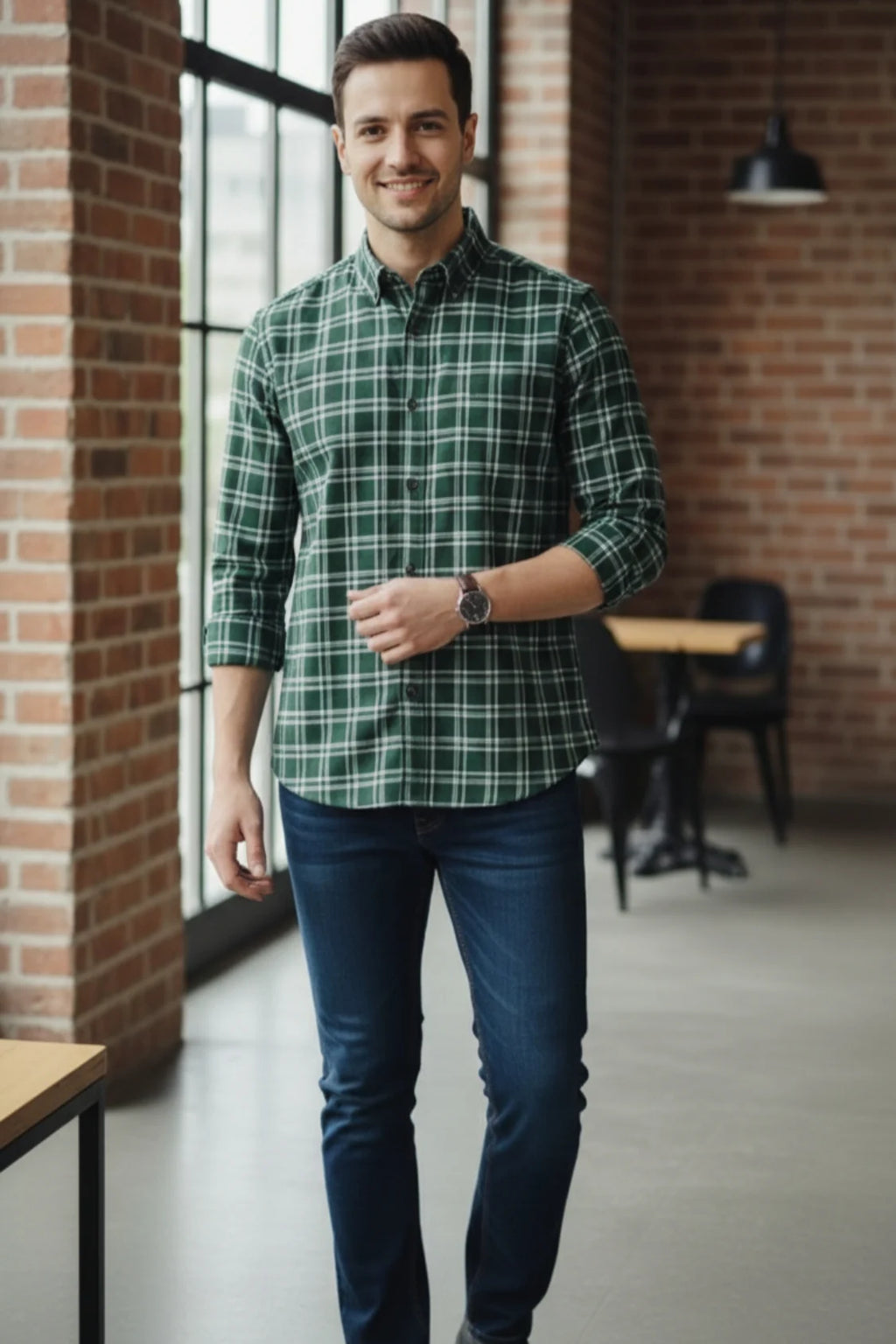 Men check shirt, long sleeve casual fit shirt, stylish casual wear check shirt for men