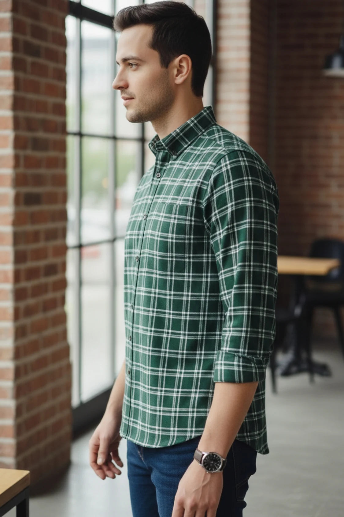 Men check shirt, long sleeve casual fit shirt, stylish casual wear check shirt for men