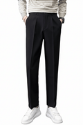 This sharp formal trouser for men features modern front pleats and a clean silhouette. A comfortable regular fit trouser for men, it’s a versatile trouser for men for work or events.