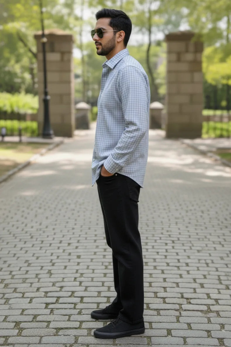 Men’s check casual shirt, long sleeve check shirt, comfortable casual fit shirt for daily wear