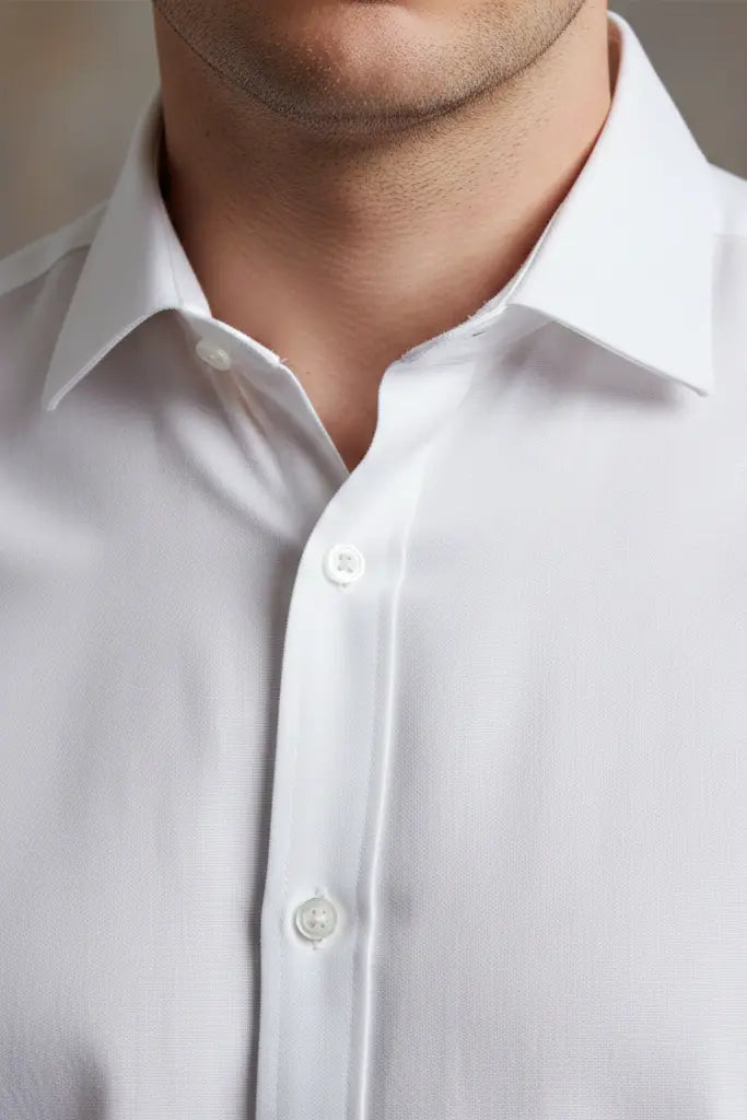 men formal white shirt - neck design
