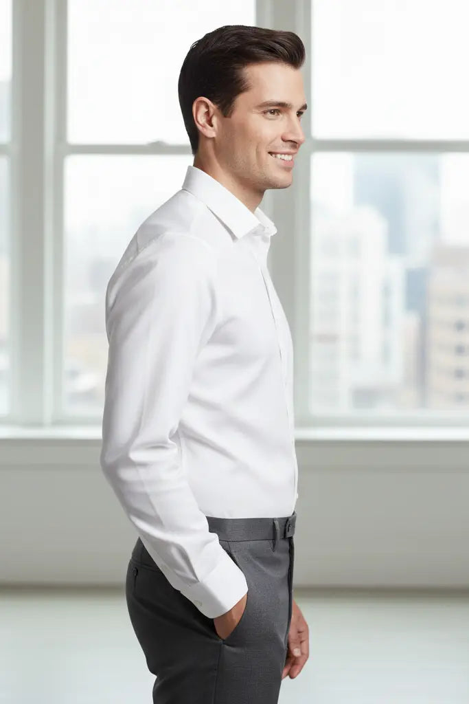 men formal white shirt - side view