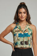 Multicolor crop top for women, sleeveless cotton top, trendy summer wear crop top for girls
